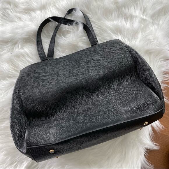 Dimoni By Julio Black Pebbled Leather Maestre S.L Triple Compartment Satchel Bag - Picture 2 of 7